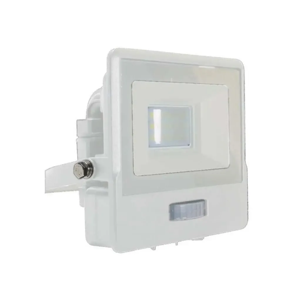 Faro LED Chip Samsung 10W con Sensore PIR Colore Bianco 6500K, vista frontale angolata