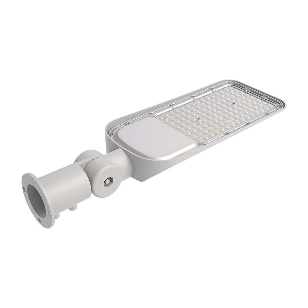 Armatura Stradale LED Chip Samsung 30W 110LM/W con Sensore Colore Grigio 6500K, vista angolata frontale
