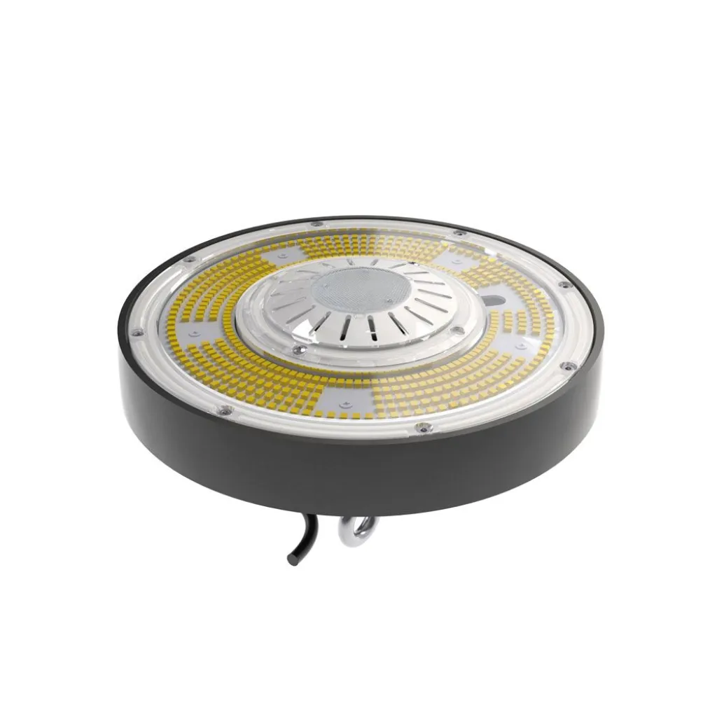 Campana Industriale LED Chip Samsung 100W 140LMw UFO Colore Nero 4000K, vista angolata superiore