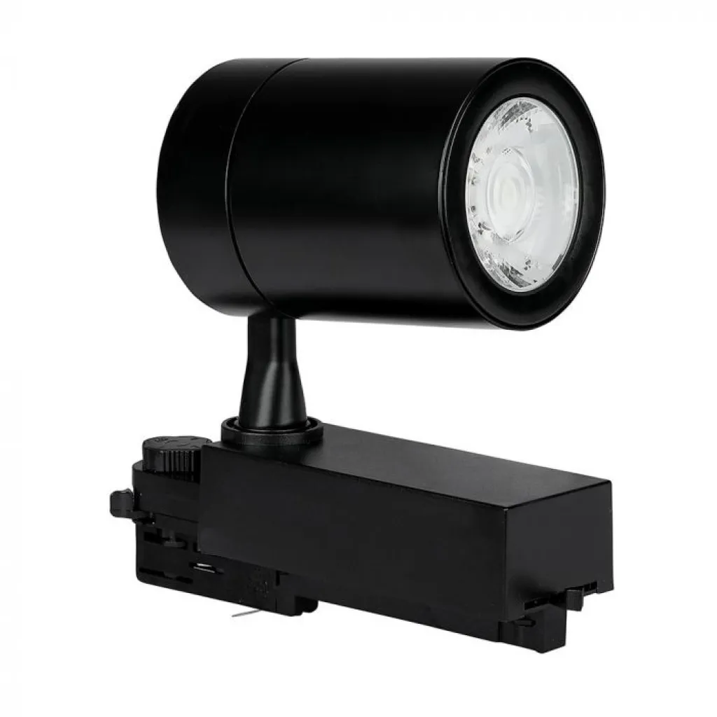 Faretto LED per Binario Trifase 35W 20 gradi Colore Nero 6400K, vista angolata frontale