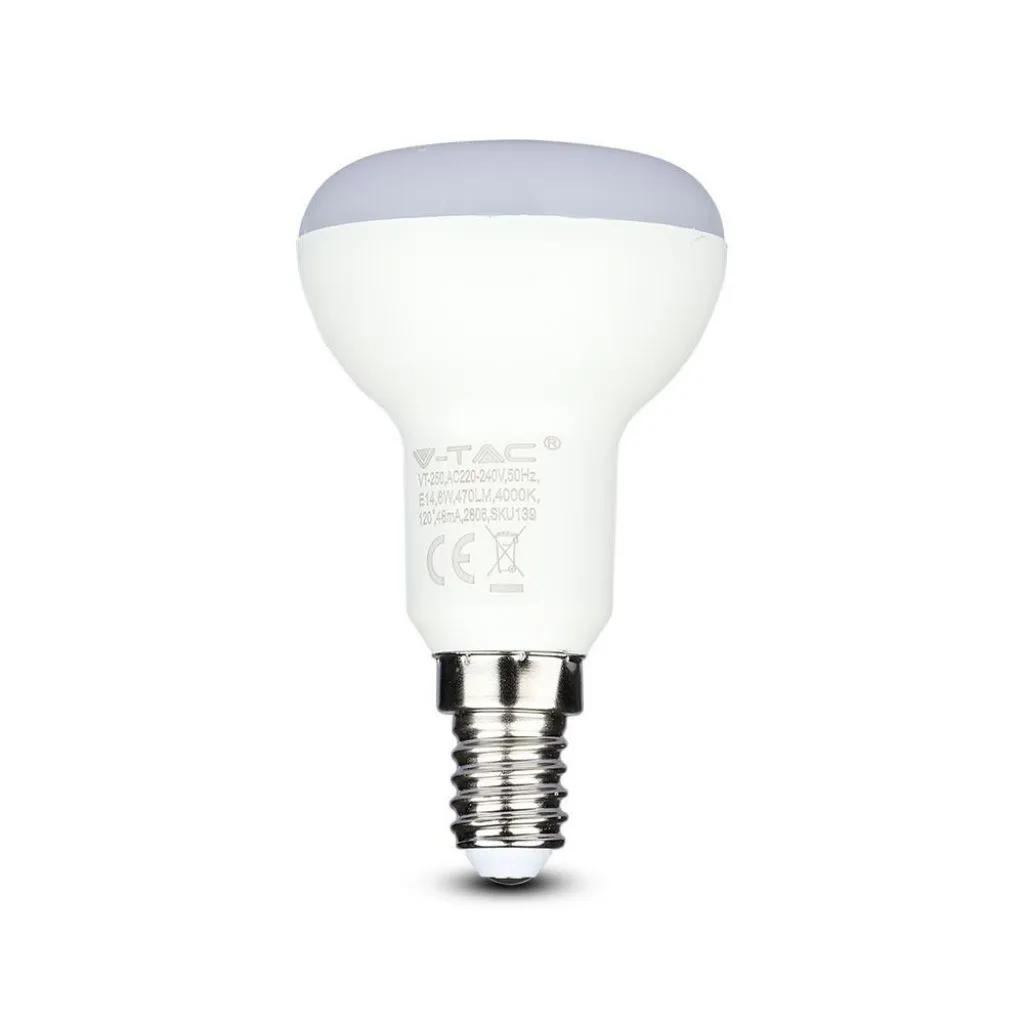 Lampadina LED Chip Samsung E14 4.8W R50 4000K, vista frontale
