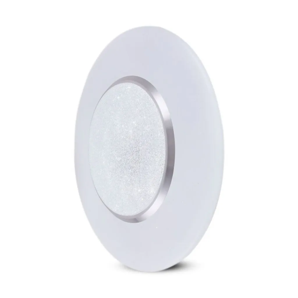 Plafoniera LED Rotonda 60W con Telecomando Cambia Colore 3 in 1 Effetto Stellato d: 500mm h: 85mm Dimmerabile, vista angolata