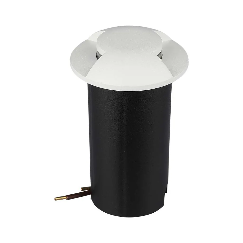 Faretto LED Segnapasso a Cilindro da Interramento 1W Doppio Fascio Luminoso Colore Bianco 12V 6400K Driver non Incluso, vista angolata