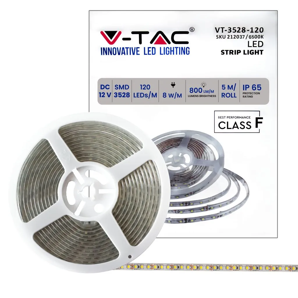 Strip LED SMD 8W/m 5m 120 LED/m 12V 6500K 9mm, vista del rotolo