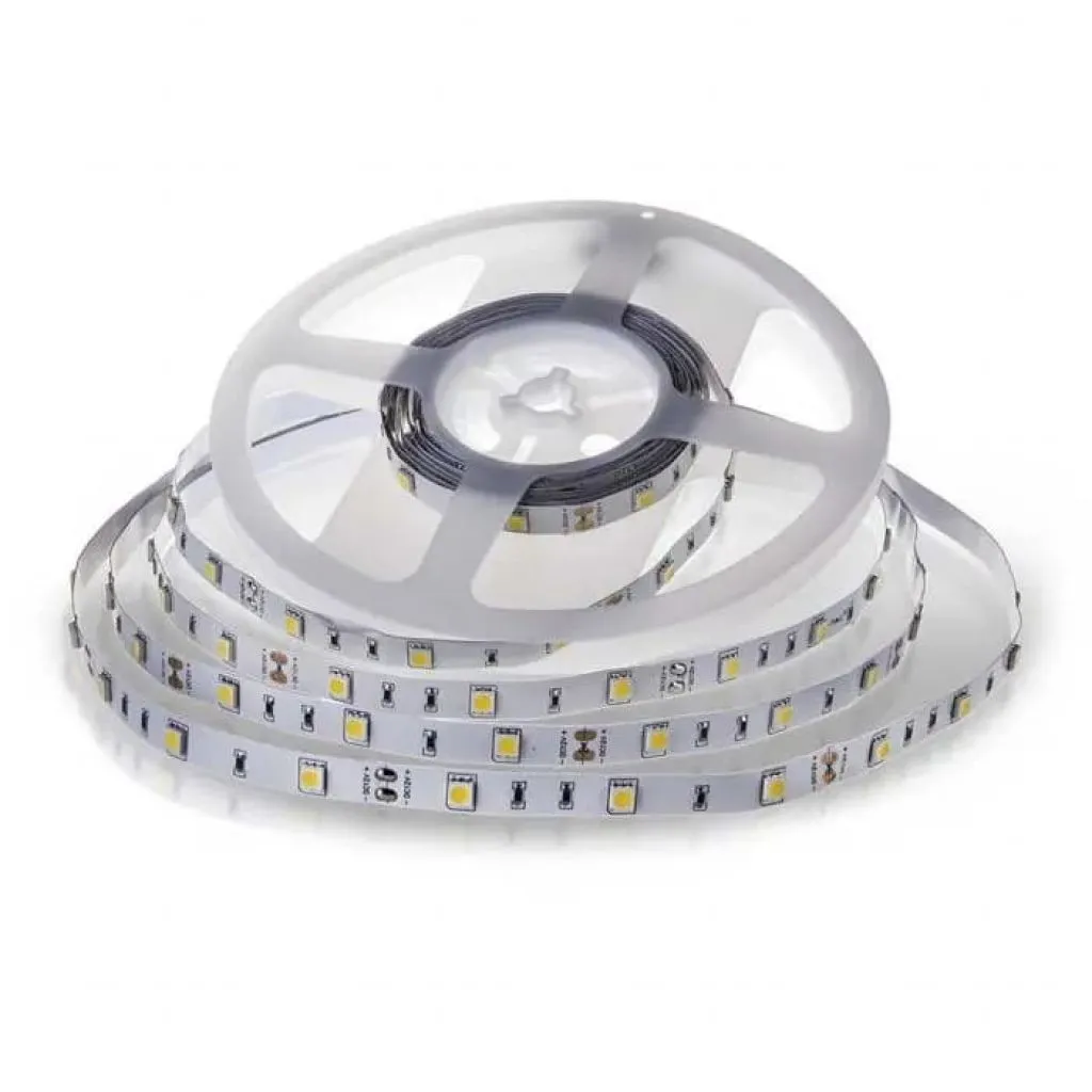 Strip LED SMD5050 6W/m 5m 30 LED/m 12V 6500K 10mm, vista angolata del rotolo