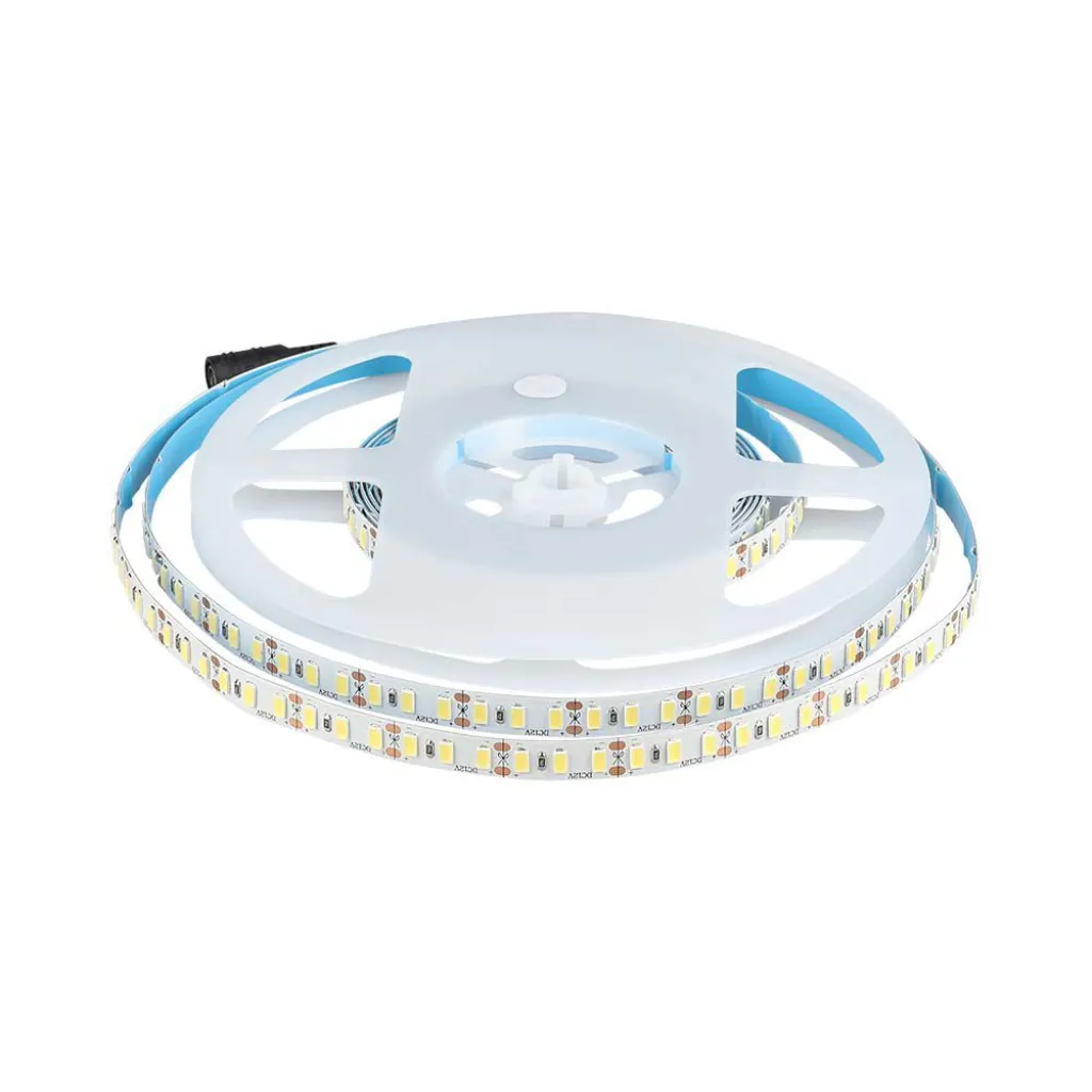 Strip LED SMD5730 20Wm 5m 120 LEDm 1800LMm 12V 3000K 10mm, vista sul rocchetto