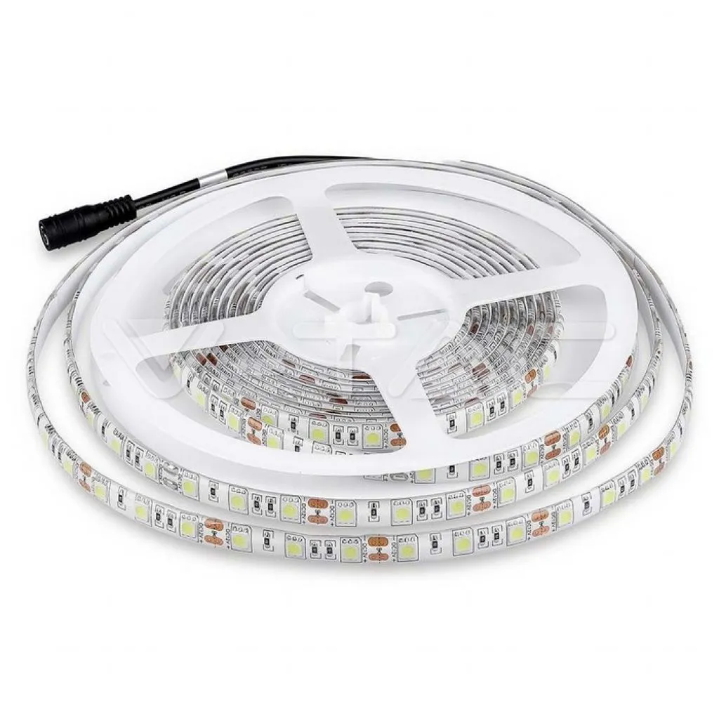 Kit Strip LED SMD5050 7W/m 60 LED/m RGB (2155+3008+3304), vista angolata del rotolo
