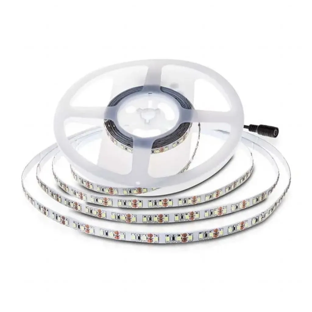 Strip LED SMD2835 8W/m 10m 120 LED/m 4000K 24V 8mm, vista frontale del rotolo