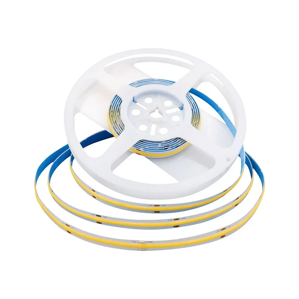 Strip LED COB 10W/m 5m 24V 1000Lm/m 6500K 10mm, vista angolata bobina