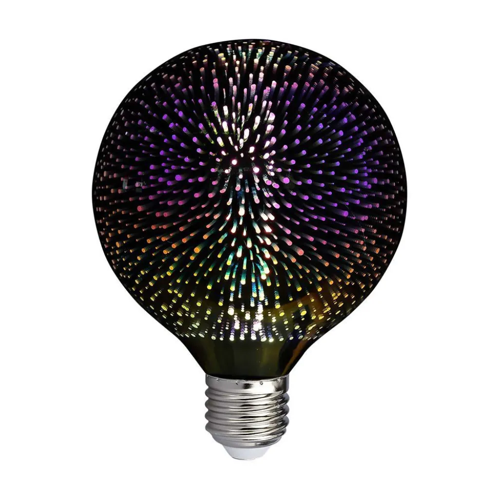 Lampadina LED E27 4W G125 Filamento 3D 3000K, vista frontale