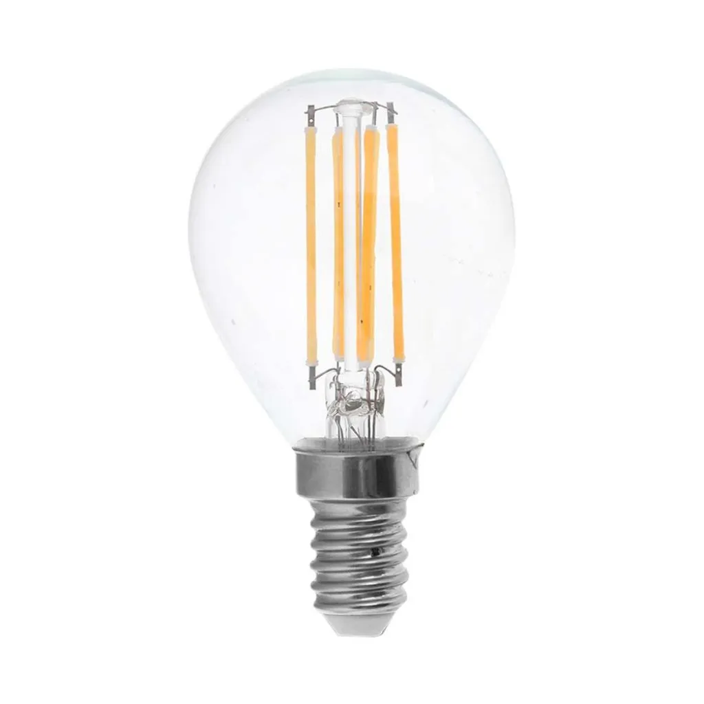 Lampadina LED E14 6W 100LM/W P45 Filamento 4000K, vista frontale