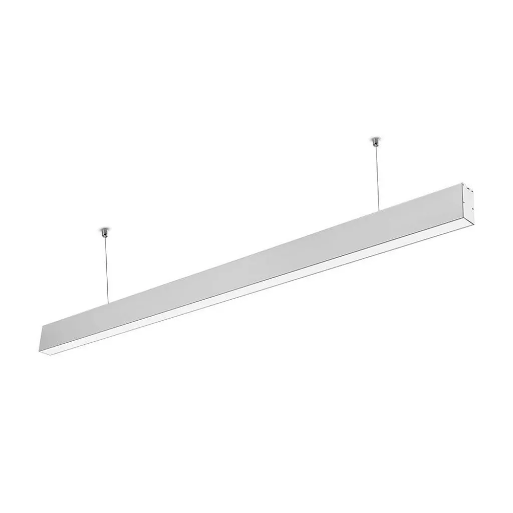 Plafoniera LED Chip Samsung a Sospensione 40W Lineare Colore Argento 4000K, vista angolata