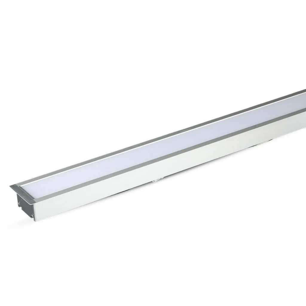 Plafoniera LED Chip Samsung a Incasso 40W Lineare Colore Argento 4000K, vista angolata