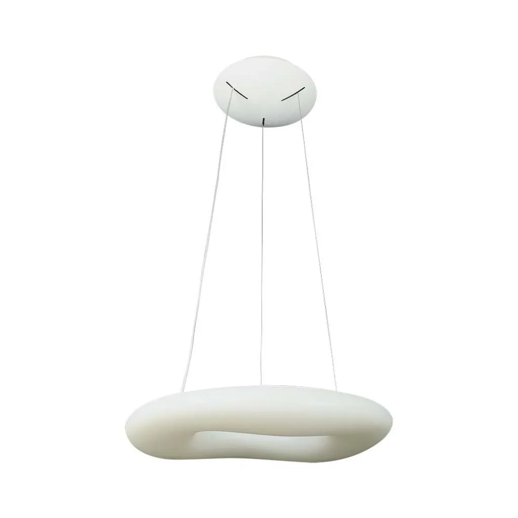 Lampadario LED a Sospensione Circolare 36W con Telecomando Cambio Colore 3 in 1 Corpo Bianco d: 60cm h:200cm Dimmerabile, vista frontale