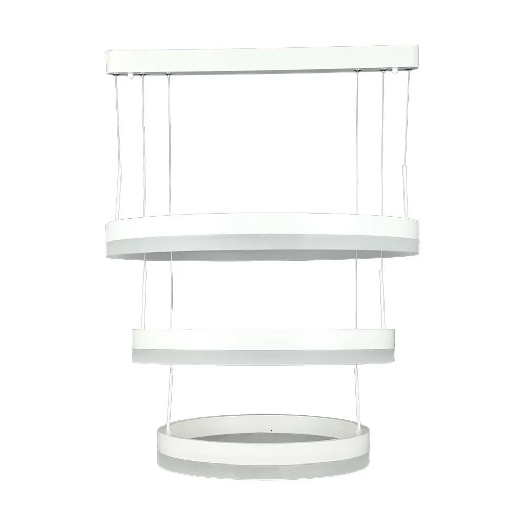 Lampadario LED a Sospensione con 3 Cerchi 86W in Metallo Colore Bianco 3000K Triac Dimmerabile, vista frontale