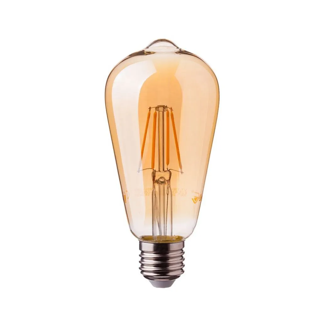 Lampadina LED E27 4W ST64 Filamento Ambrato 2200K, vista frontale