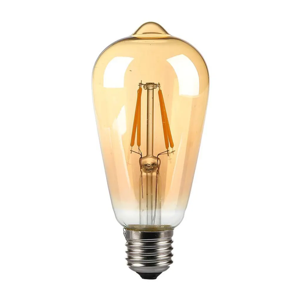 Lampadina LED E27 8W ST64 Filamento Ambrato 2200K, vista frontale