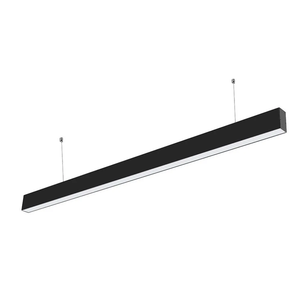 Plafoniera LED Chip Samsung a Sospensione 40W Lineare Colore Nero 6400K, vista angolata