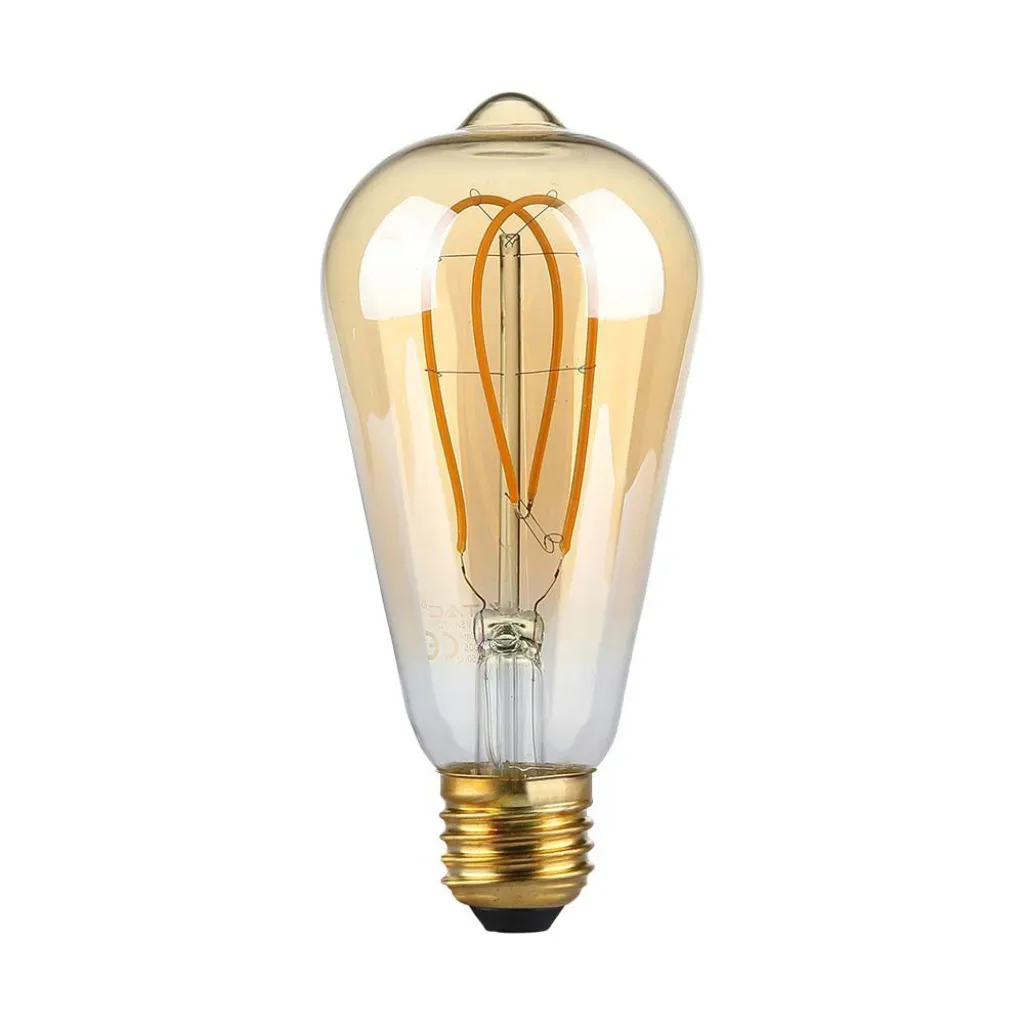 Lampadina LED E27 5W ST64 Filamento Ambrato 1800K, vista frontale
