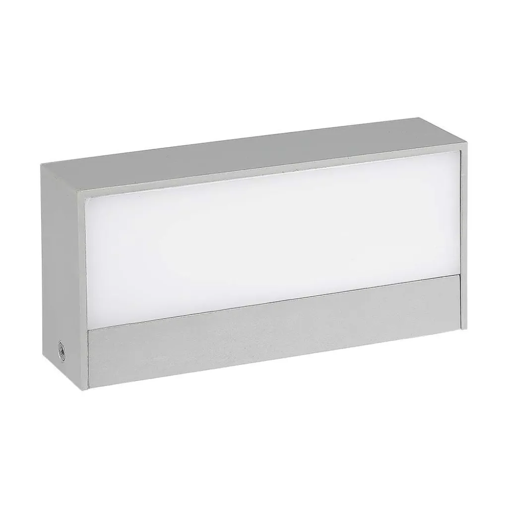 Lampada LED da Muro Rettangolare 9W Doppio Fascio Luminoso Colore Grigio 6400K, vista frontale angolata