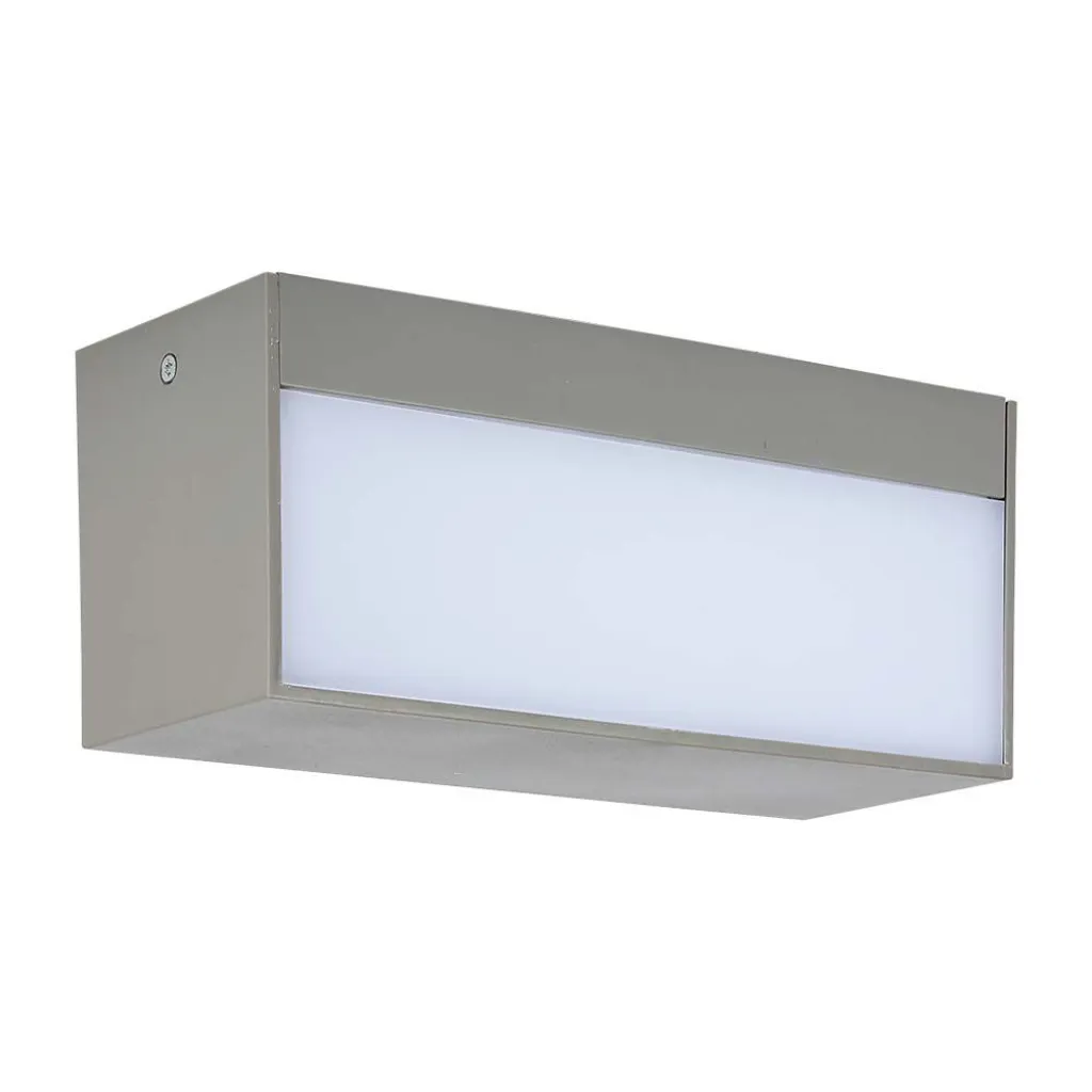 Lampada LED da Muro Rettangolare 12W Doppio Fascio Luminoso Colore Grigio 6400K, vista frontale angolata