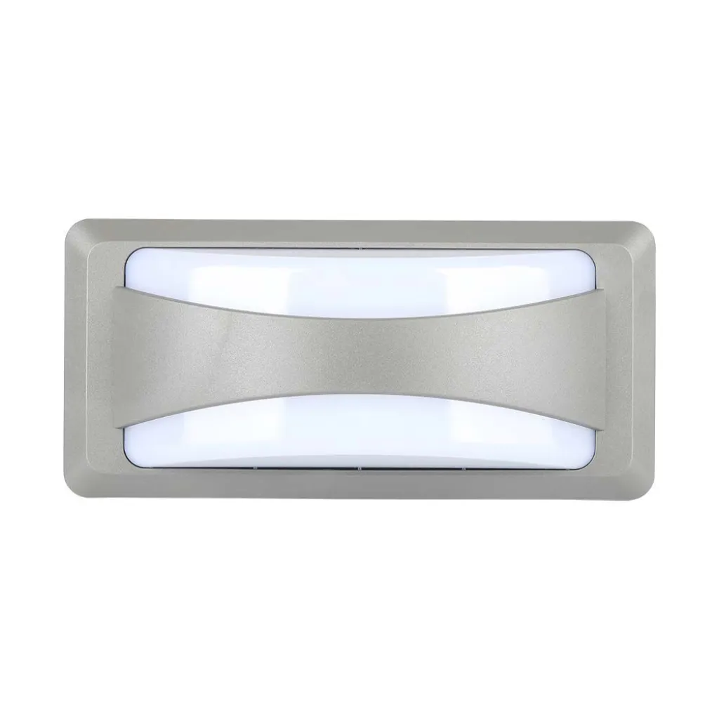 Lampada LED da Muro Rettangolare 12W Colore Grigio 3000K, vista frontale