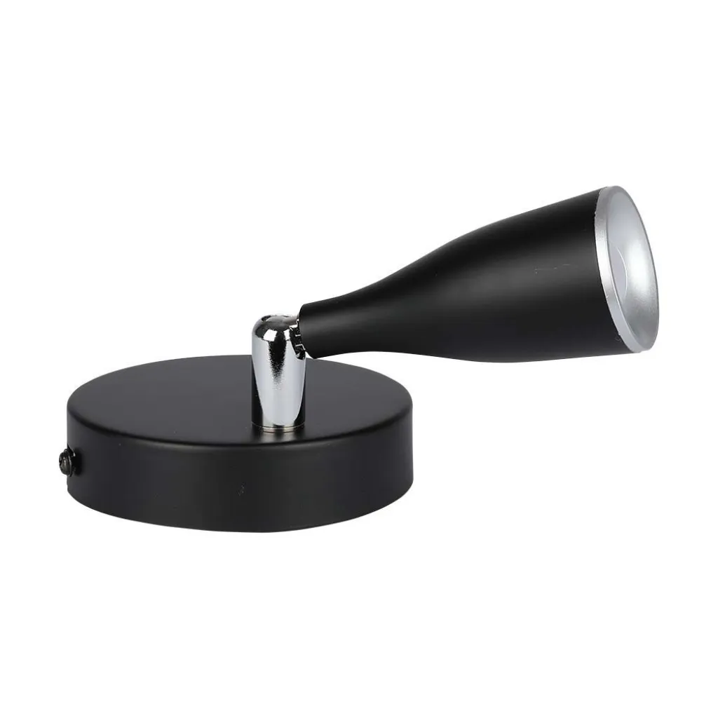 Faretto LED da Muro 4,5W con Testa Orientabile Colore Nero 4000K, vista angolata