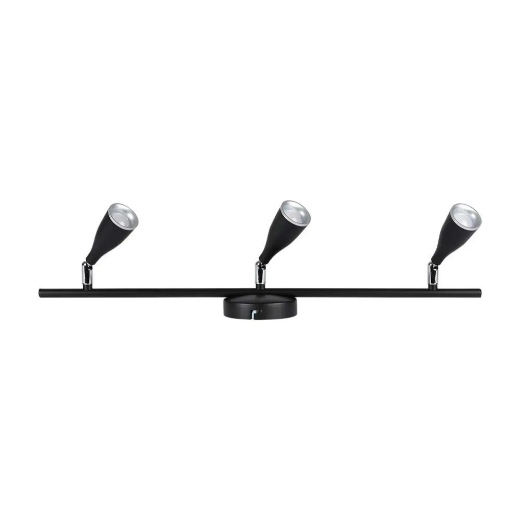 Faretto LED da Muro Triplo 13,5W con Testa Orientabile Colore Nero 4000K, vista frontale