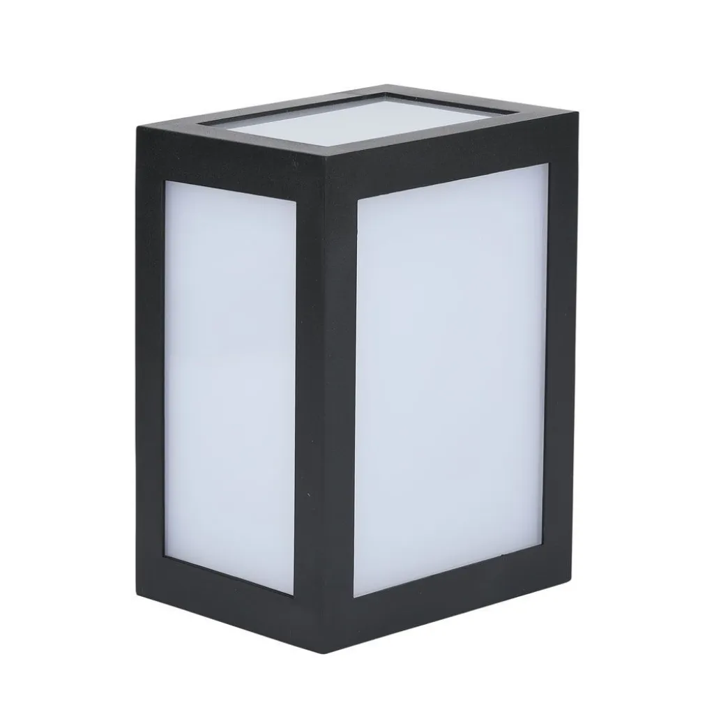 Lampada LED da Muro a Lanterna 12W Quadrata Colore Nero 4000K, vista angolata