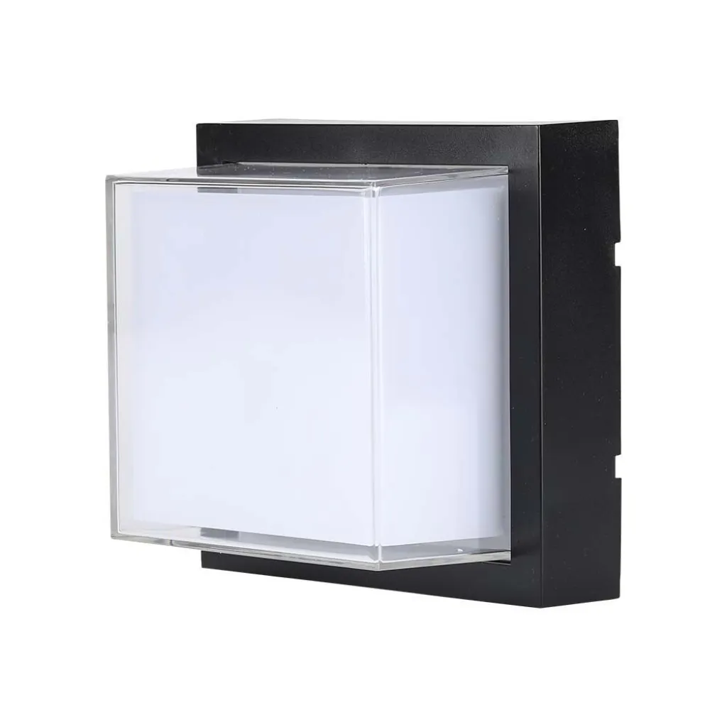 Lampada LED da Muro Quadrata 12W 110LM/W Colore Nero 4000K, vista angolata