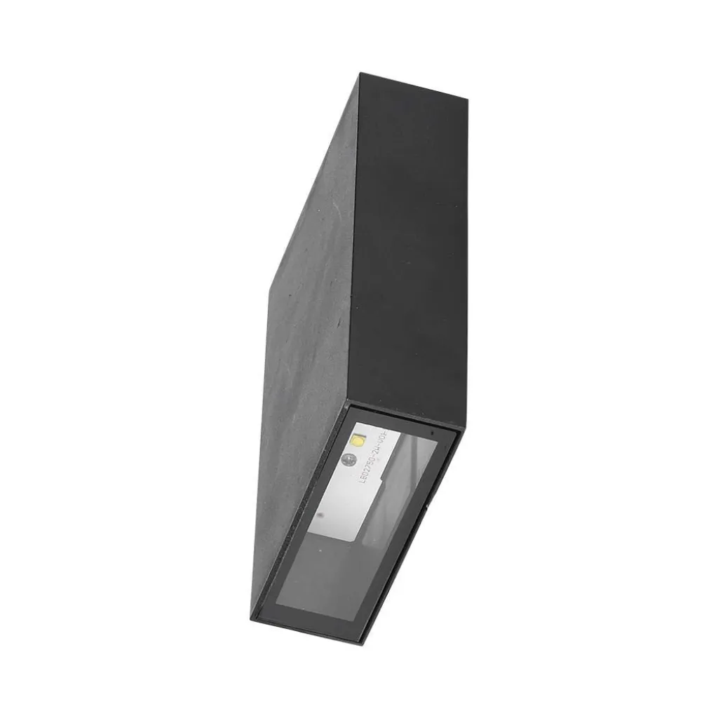 Lampada LED da Muro Rettangolare 4W Colore Nero 6400K, vista angolata