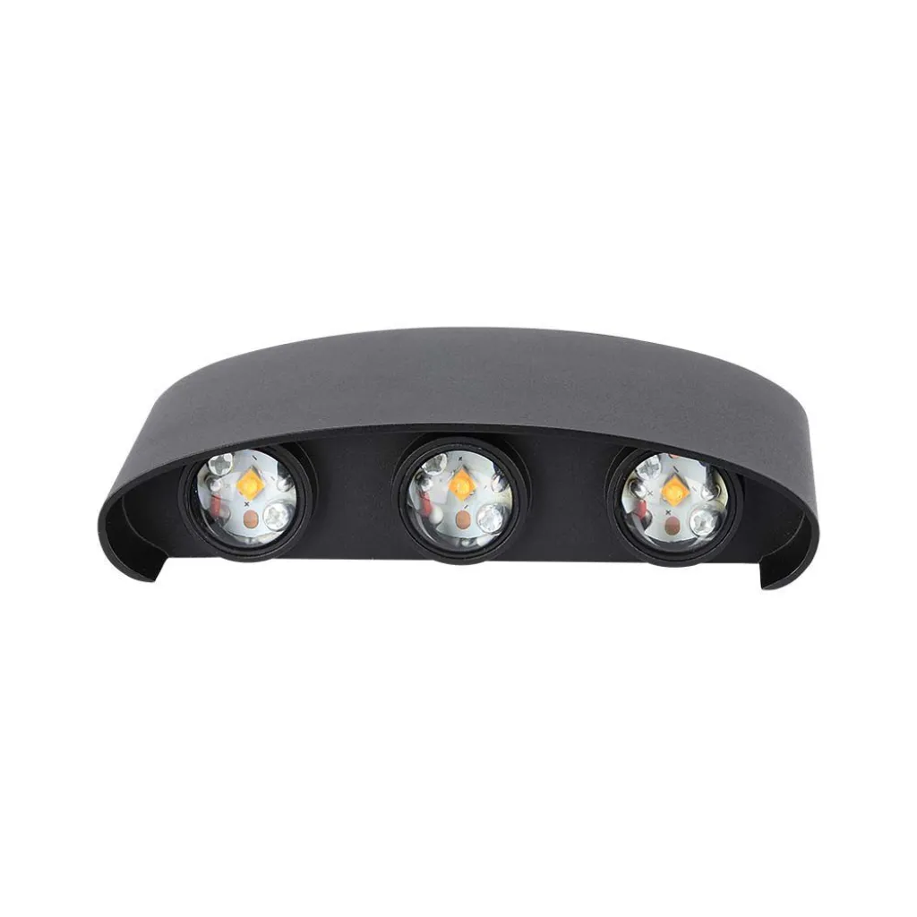 Applique LED da Muro 5W Doppio Fascio Luminoso Corpo Nero 4000K, vista frontale
