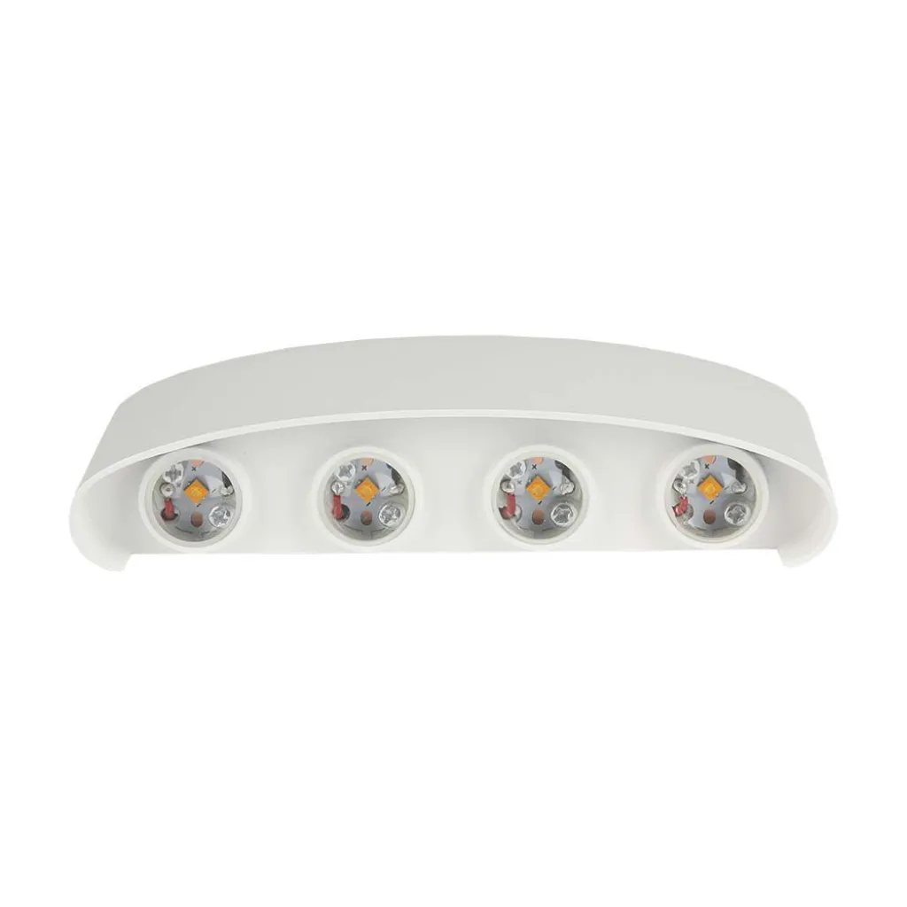 Applique LED da Muro 7W Doppio Fascio Luminoso Corpo Sabbia Bianco 3000K, vista frontale dei LED