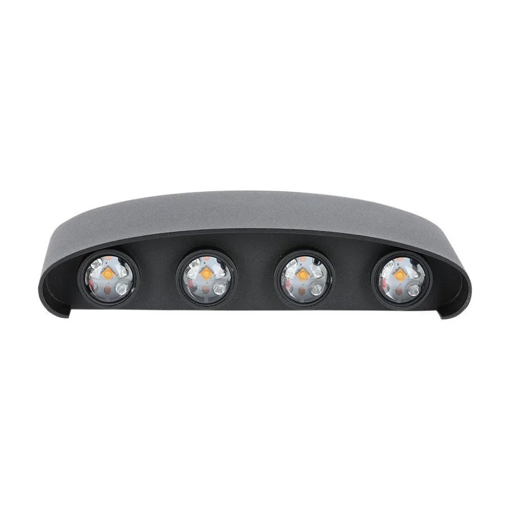 Applique LED da Muro 7W Doppio Fascio Luminoso Corpo Nero 4000K, vista frontale