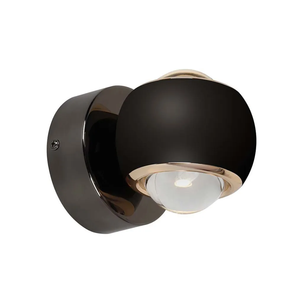 Lampada LED Da Muro 10W con Doppio Fascio Luminoso Colore Nero 3000K, vista frontale angolata