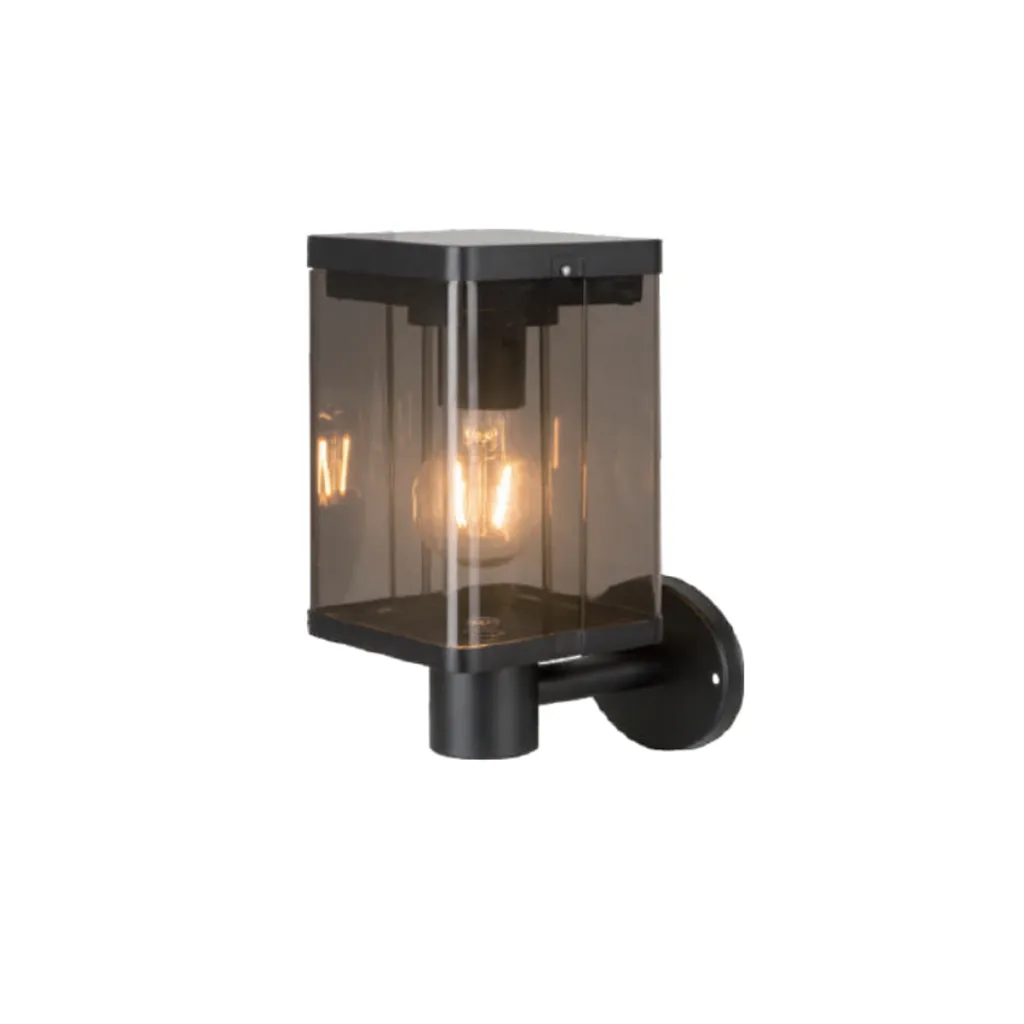 Lampada Solare LED da Giardino 2.5W con Sensore di Movimento a Microonde Montaggio a Muro Colore Nero 3000K, vista frontale