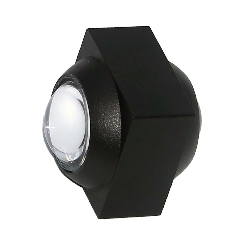 Applique LED da Muro 2W Doppio Fascio Luminoso Corpo Nero 4000K, vista angolata
