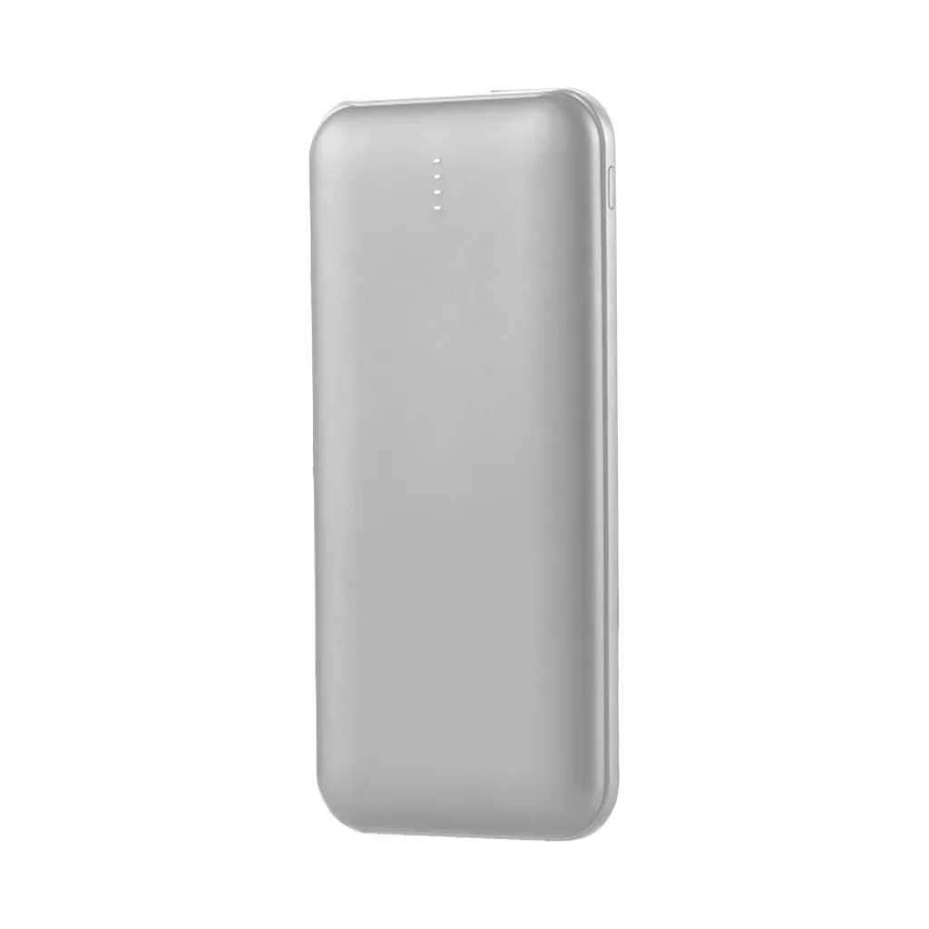 Power Bank Slim 10000mAh Carica Veloce 10W con Dual USB e Type-C Colore Argento, vista frontale