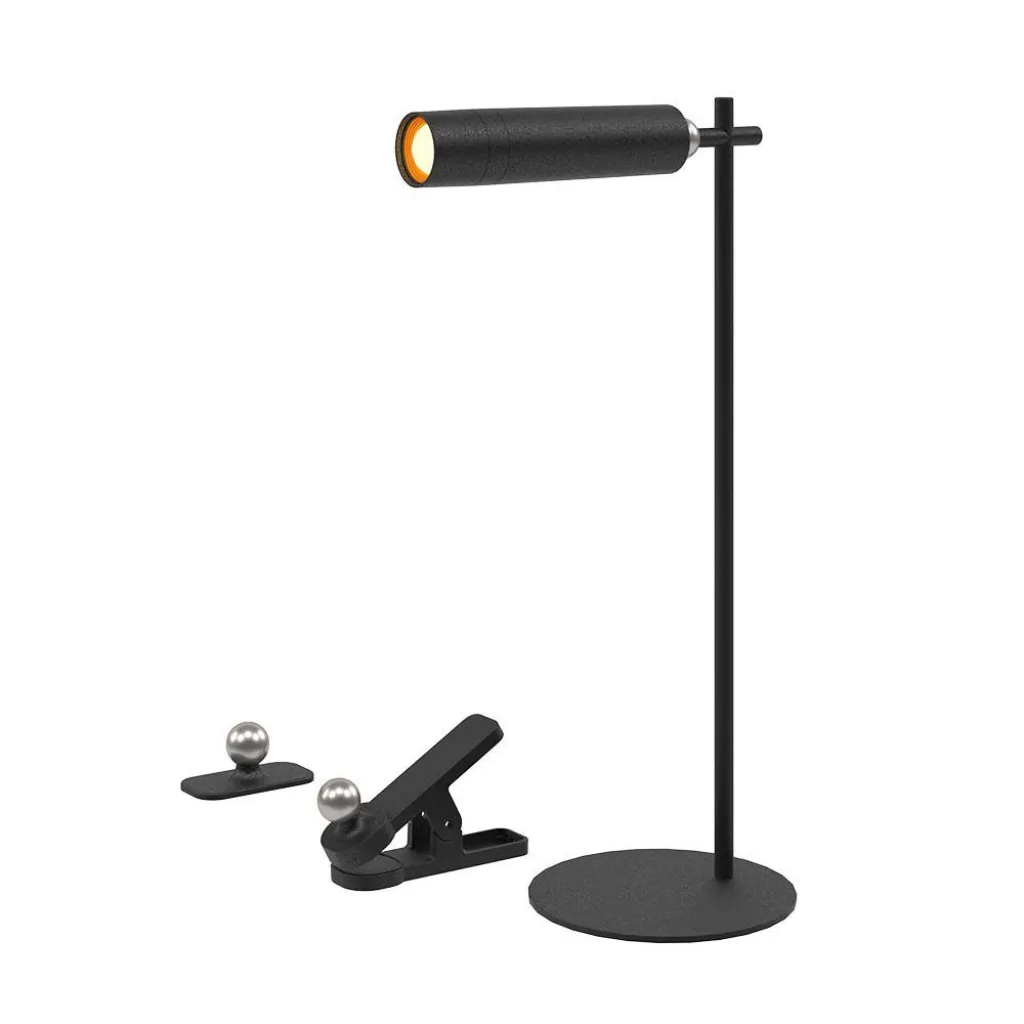 Lampada LED da Tavolo Magnetica 3W Colore Nero Ricaricabile con USB C Touch Dimmerabile 4000K, vista generale con accessori