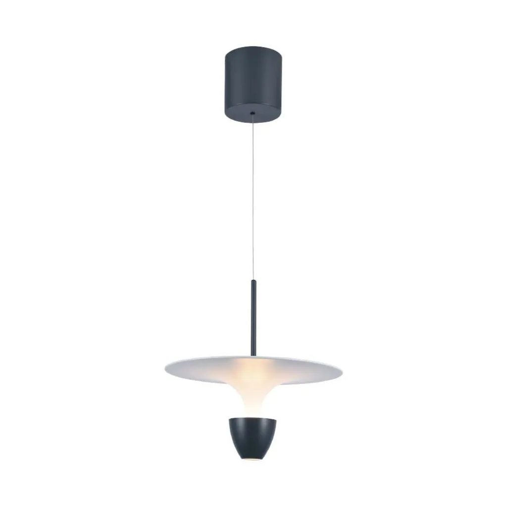 Lampadario LED 9W dal Design Moderno 30x300x173Cm Colore Bianco e Grigio Altezza regolabile 3000K, vista frontale
