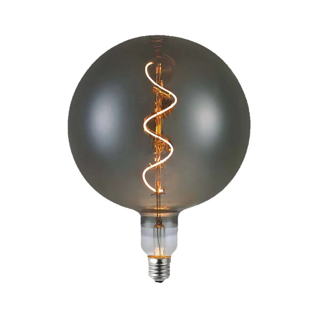 Lampadina LED E27 4W G200S Filamento a Spirale Vetro Oscurato 2700K, vista frontale