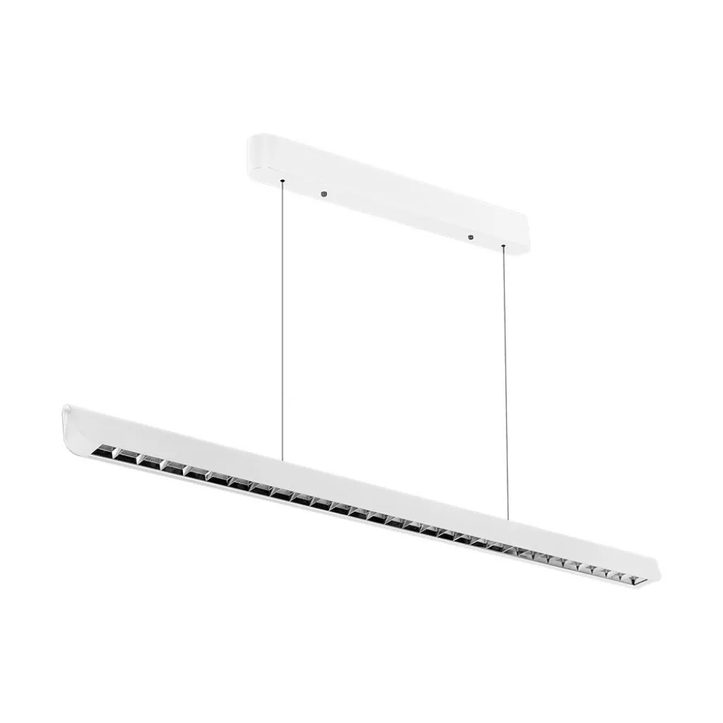 Plafoniera LED Chip Samsung a Sospensione 36W Lineare Colore Bianco 1227x50x60mm 3in1, vista angolata