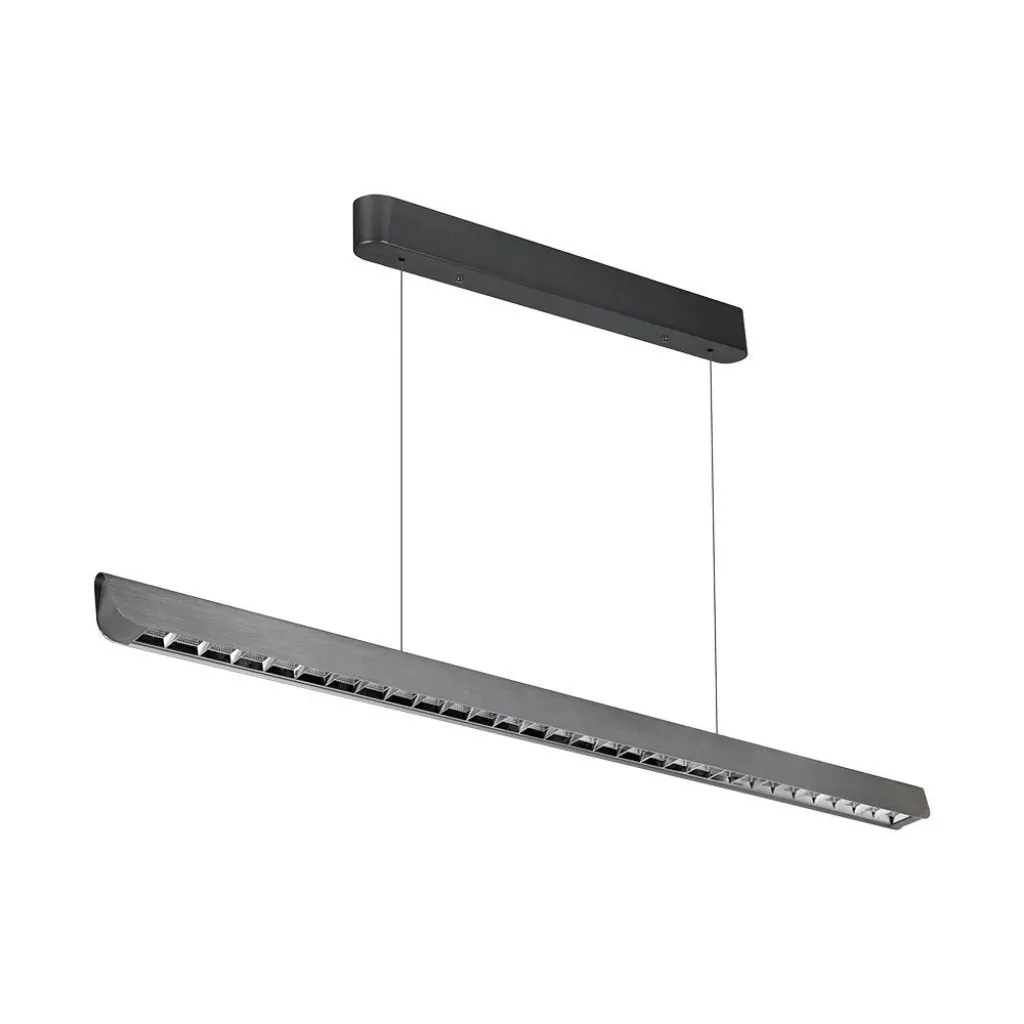 Plafoniera LED Chip Samsung a Sospensione 36W Lineare Colore Grigio opaco 1227x50x60mm 3in1, vista angolata