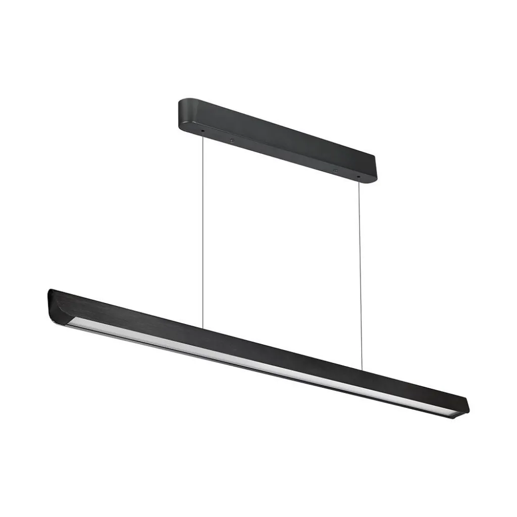 Plafoniera LED Chip Samsung a Sospensione 36W Lineare Colore Nero 1227x50x60mm 3in1, vista angolata