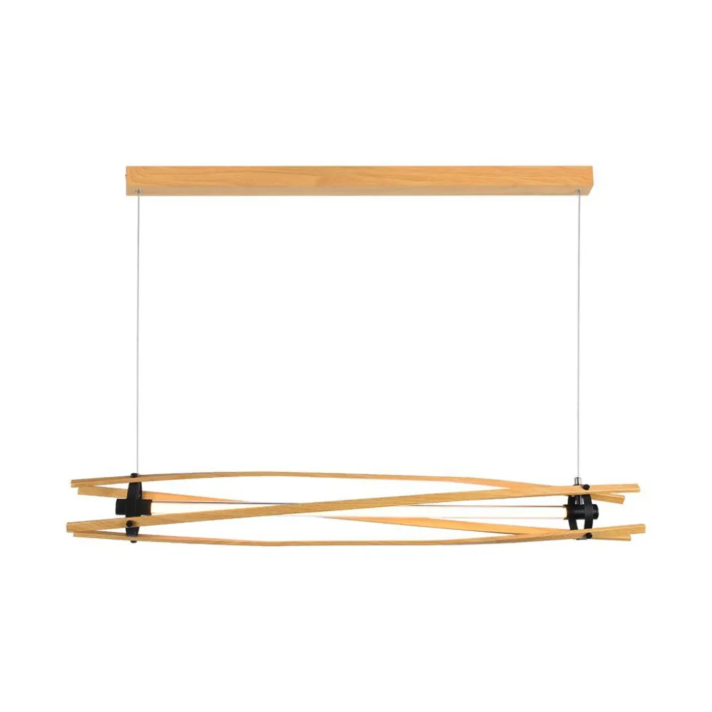 Lampadario LED con Plafoniera a Sospensione 15W dal Design Moderno in Legno H1150x1200x120mm 3000K, vista frontale