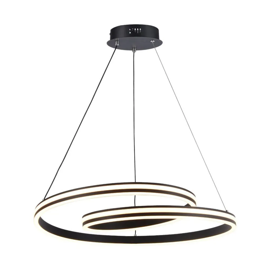 Lampadario LED a Sospensione 40W dal Design Moderno in Metallo Colore Nero H1160x600mm CCT 3in1, vista frontale