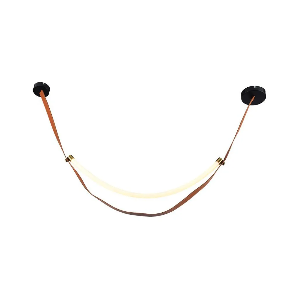 Lampadario LED a Sospensione 12W dal Design Moderno Colore Marrone con Finiture Oro H120x120xL1660mm 3000K, vista frontale