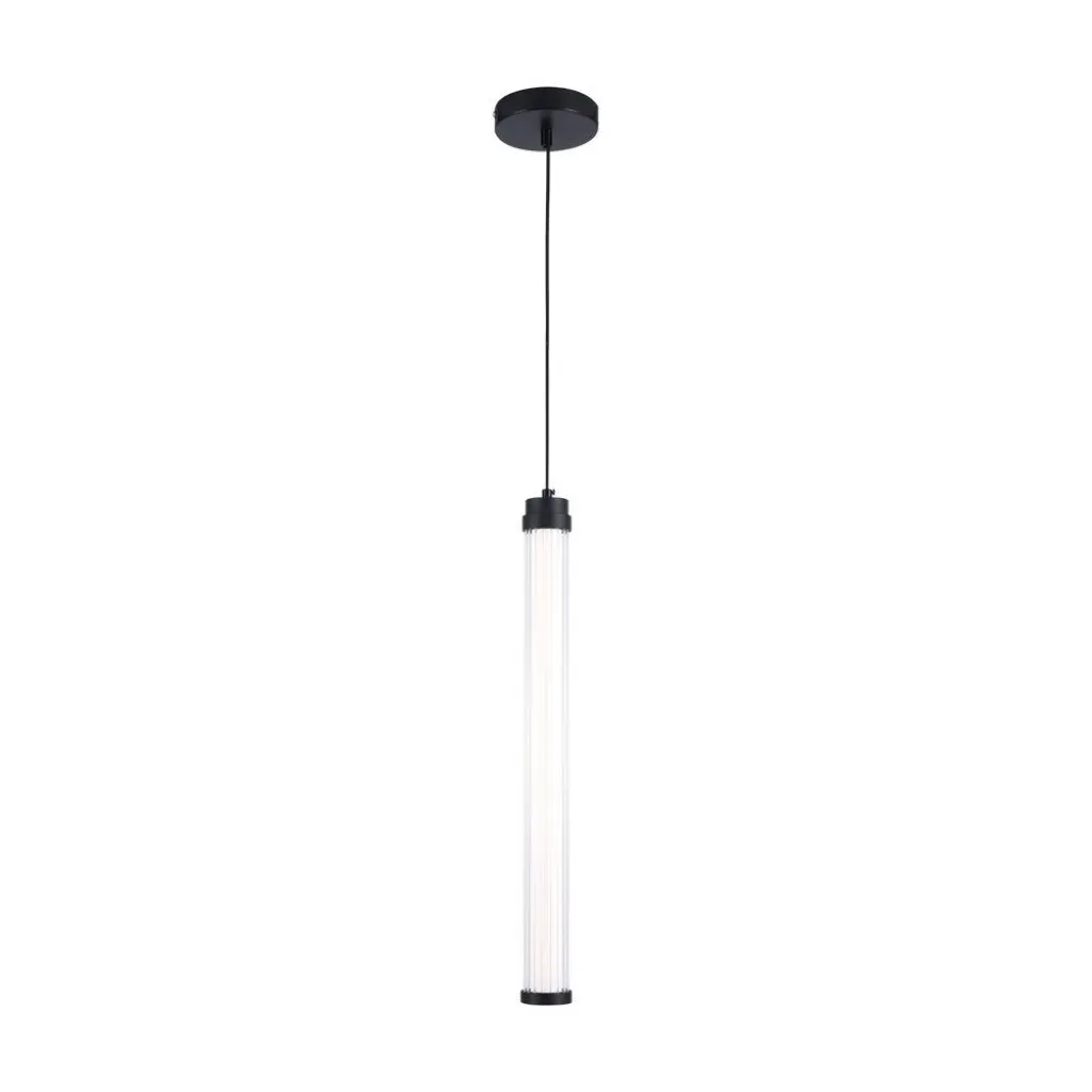 Lampadario LED Tubolare Pendente in Metallo 5W Colore Nero 3000K, vista frontale