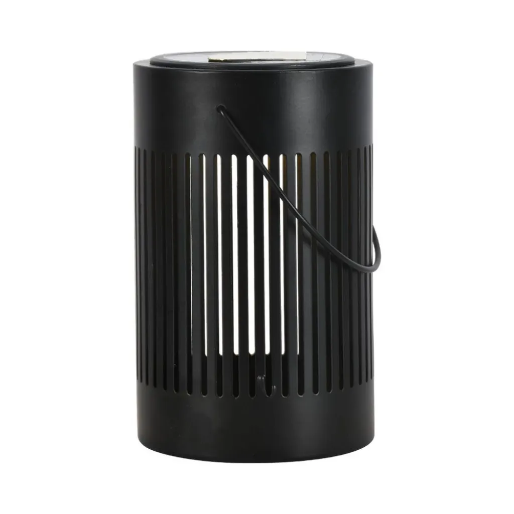 Lampada Solare LED da Terra 0.5W con Batteria Ricaricabile e Maniglia per Trasporto Colore Nero 3000K, vista angolata frontale