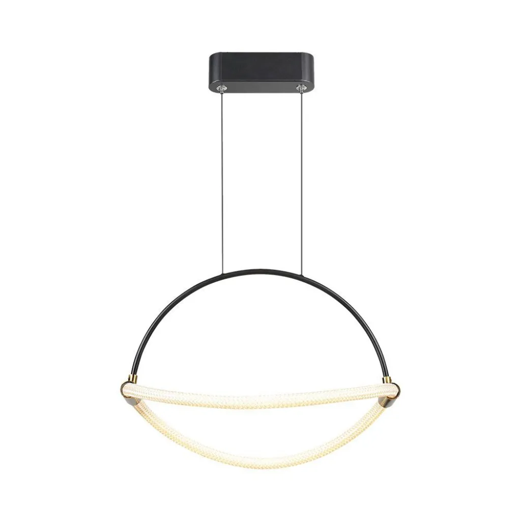 Lampadario LED a Sospensione Moderno 12W dal Design Elegante e Minimalista 400x160x1650mm Colore Nero Opaco 4000K, vista frontale